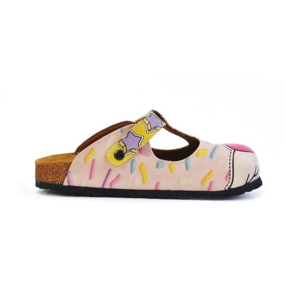 White & Pink Unicorn T-Strap Mule - Calceo Line of Goby Shoes - Picture 3 of 5